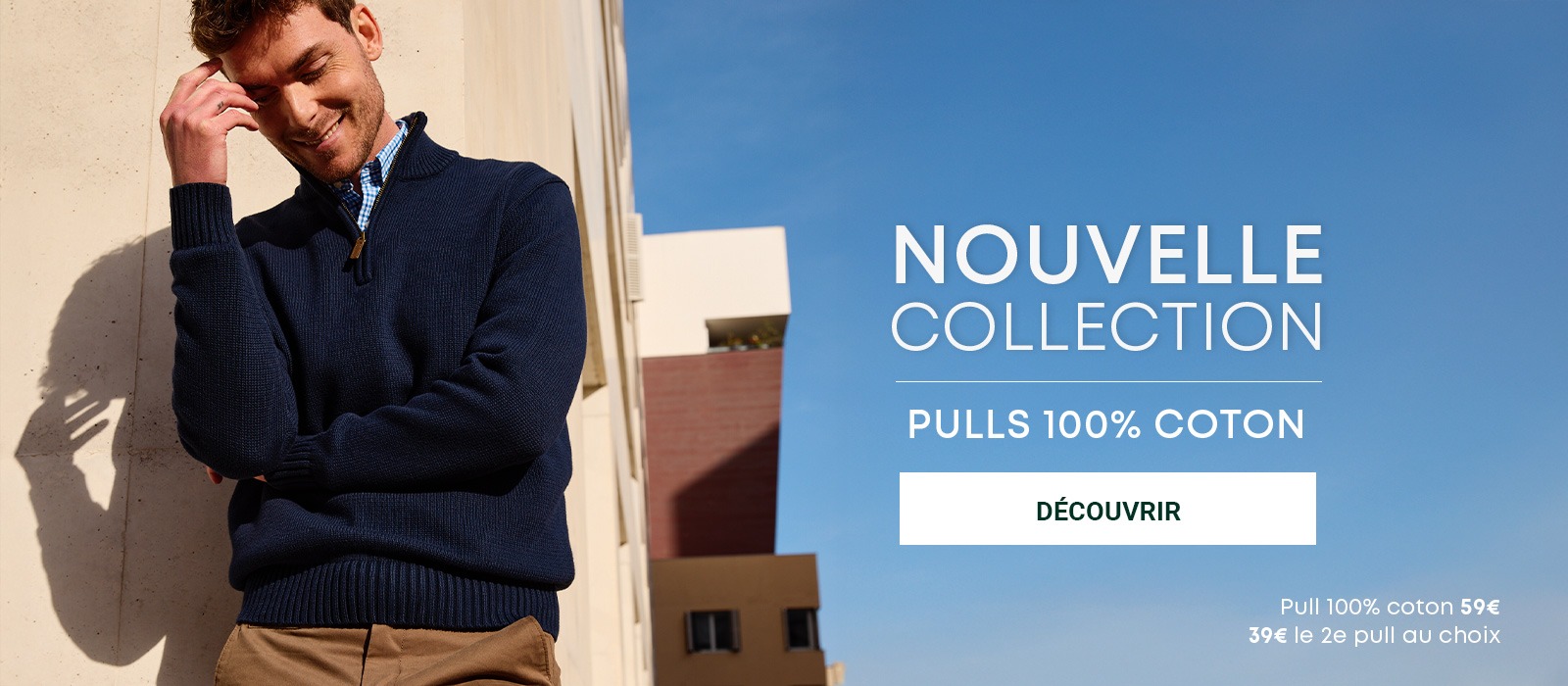 Nouvelle collection pulls homme 100% coton, style casual chic