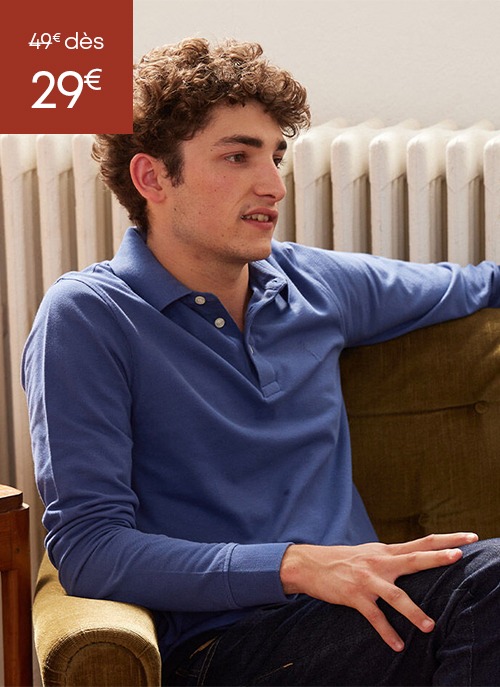 olo manches longues pour homme en coton taupe en promotion