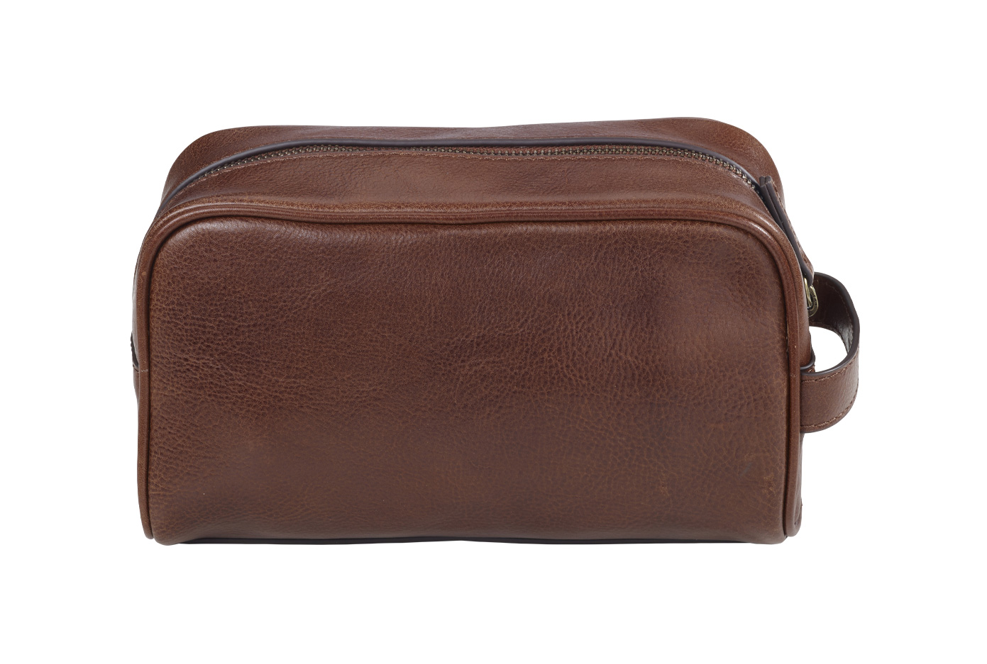 Trousse de voyage en cuir cognac - Petite maroquinerie homme cuir marron