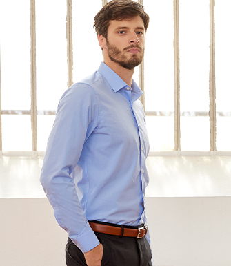 +2 couleurs CHEMISE BLEU CIEL 100% COTON - COL FRANÇAIS - MAXIME CLASSIC - Chemise homme Manches longues - Double fil - Coupe ajustée