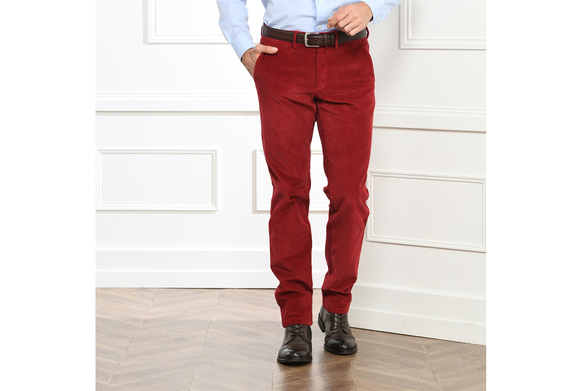 bexley pantalon homme velours - rouge grenat