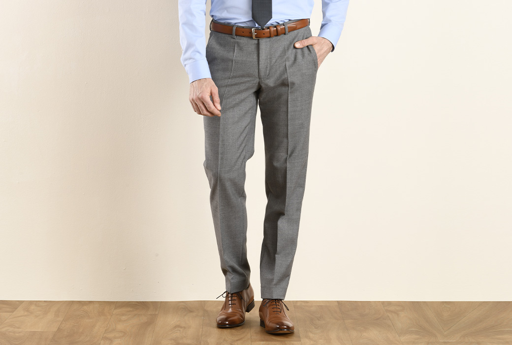 bexley pantalon de costume homme gris clair, coupe ajustée, 100% laine