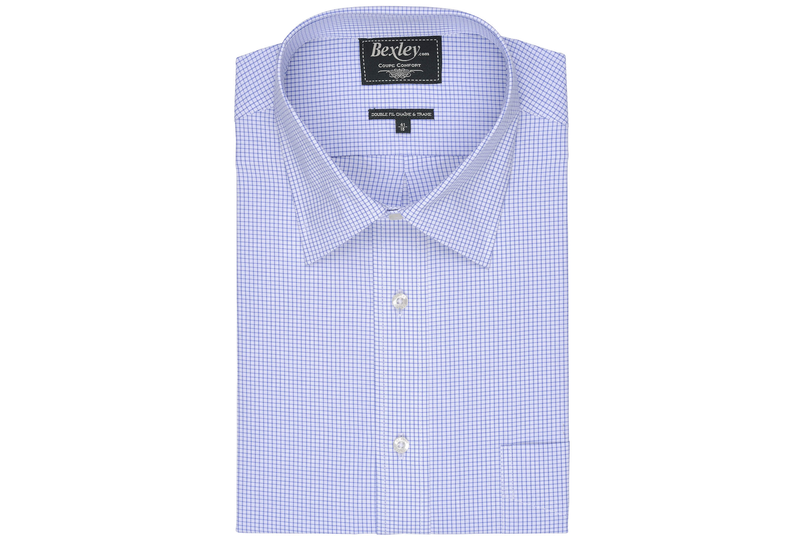 bexley chemise homme 100% coton, bleu ocean et blanc, manches longues