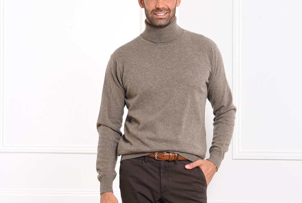 pull homme, gris taupe chiné