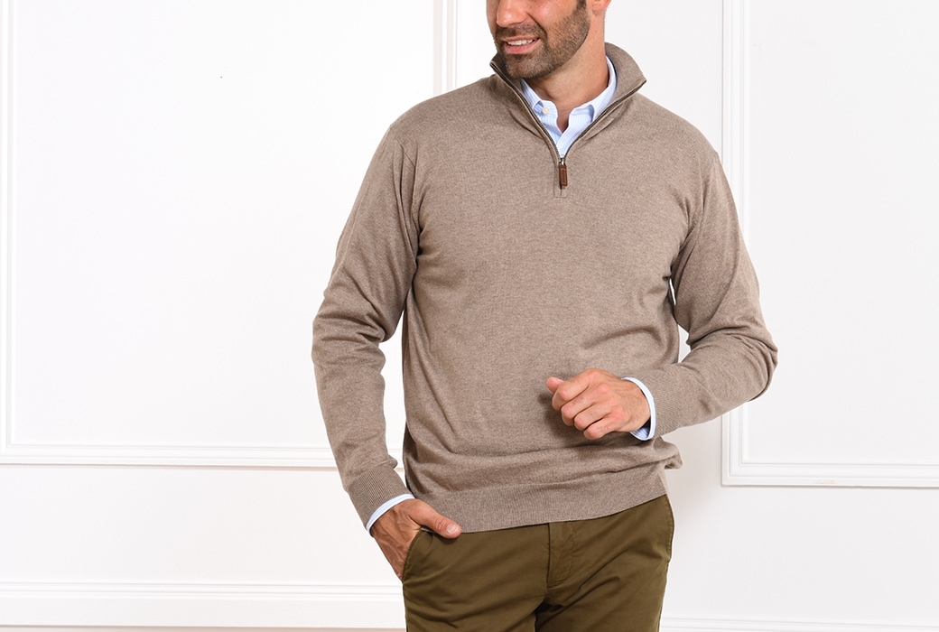 pull homme, taupe chiné
