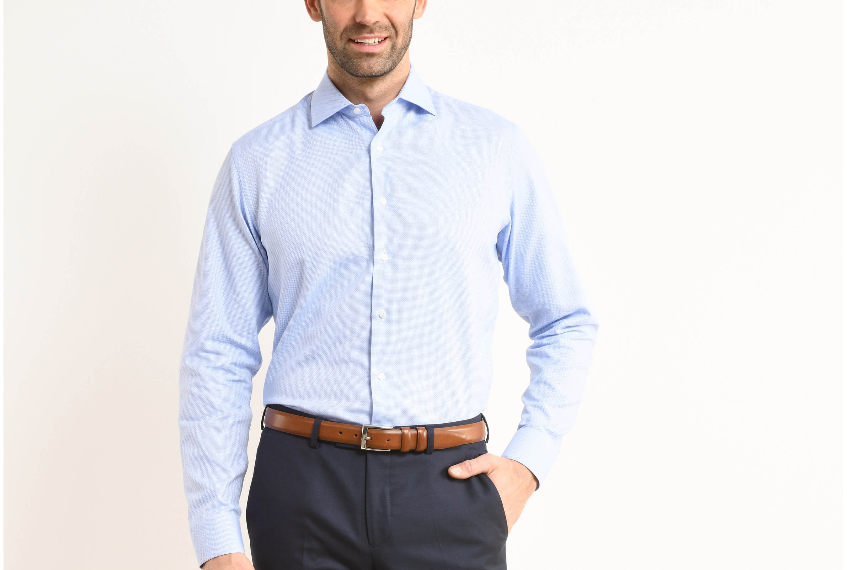 bexley chemise homme 100% coton, bleu et blanc, manches longues