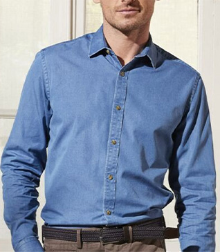 CHEMISE JEAN HOMME DENIM - JACQUEMIN - Chemise homme Manches longues - Col français - Coupe ajustée raccourcie