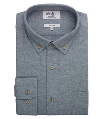 +13 couleurs CHEMISE FLANELLE VERT TILLEUL - POCHE POITRINE - ALEXANDER - Chemise homme Manches longues - Col américain - Coupe ajustée raccourcie