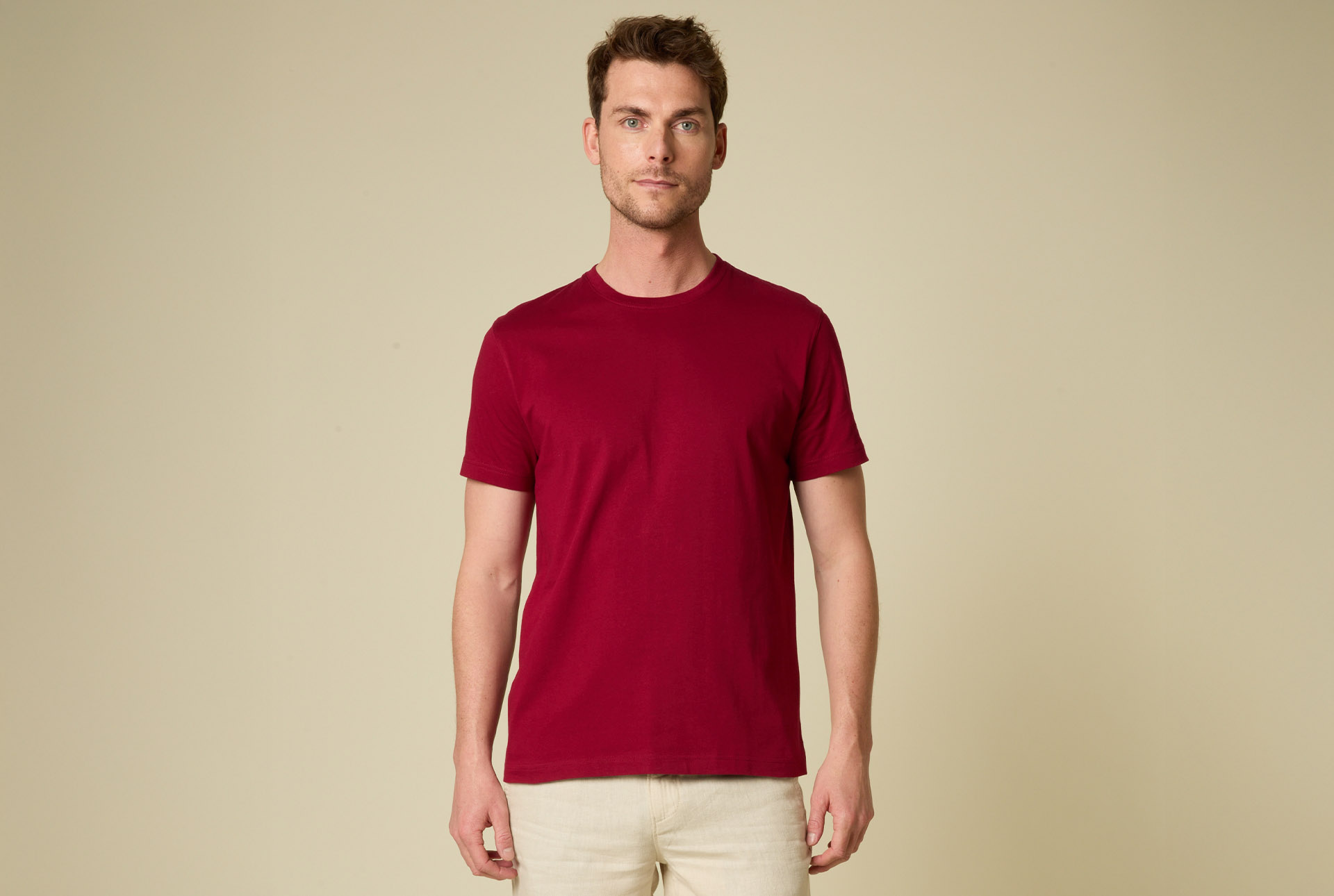 Tee-shirt coton bio uni Bordeaux - EDGAR III - Tshirt homme bordeaux
