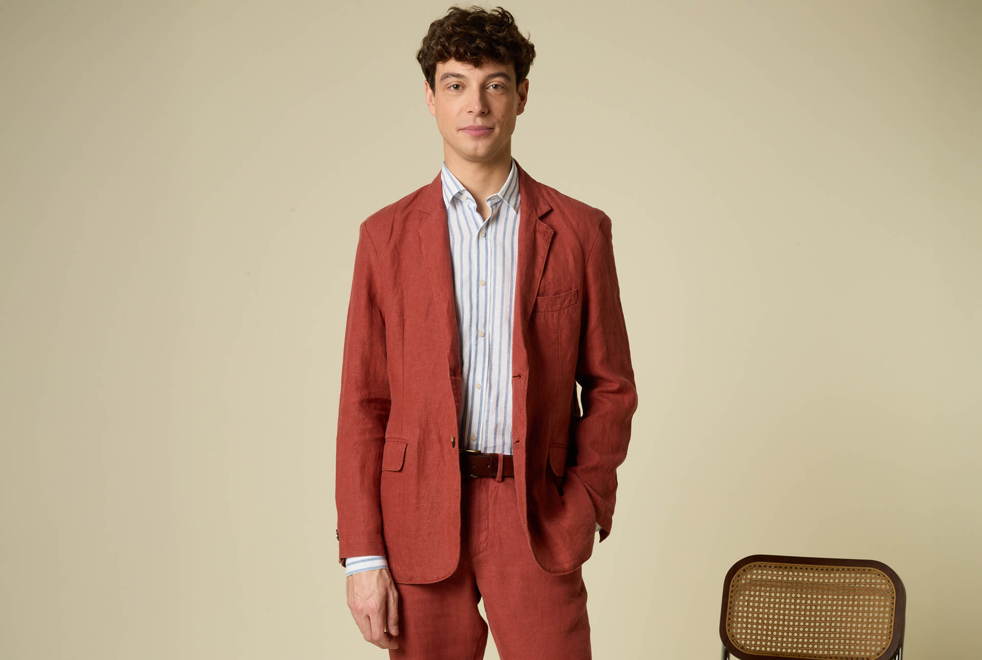 Blazer lin homme Terracotta - Blazer homme terracotta