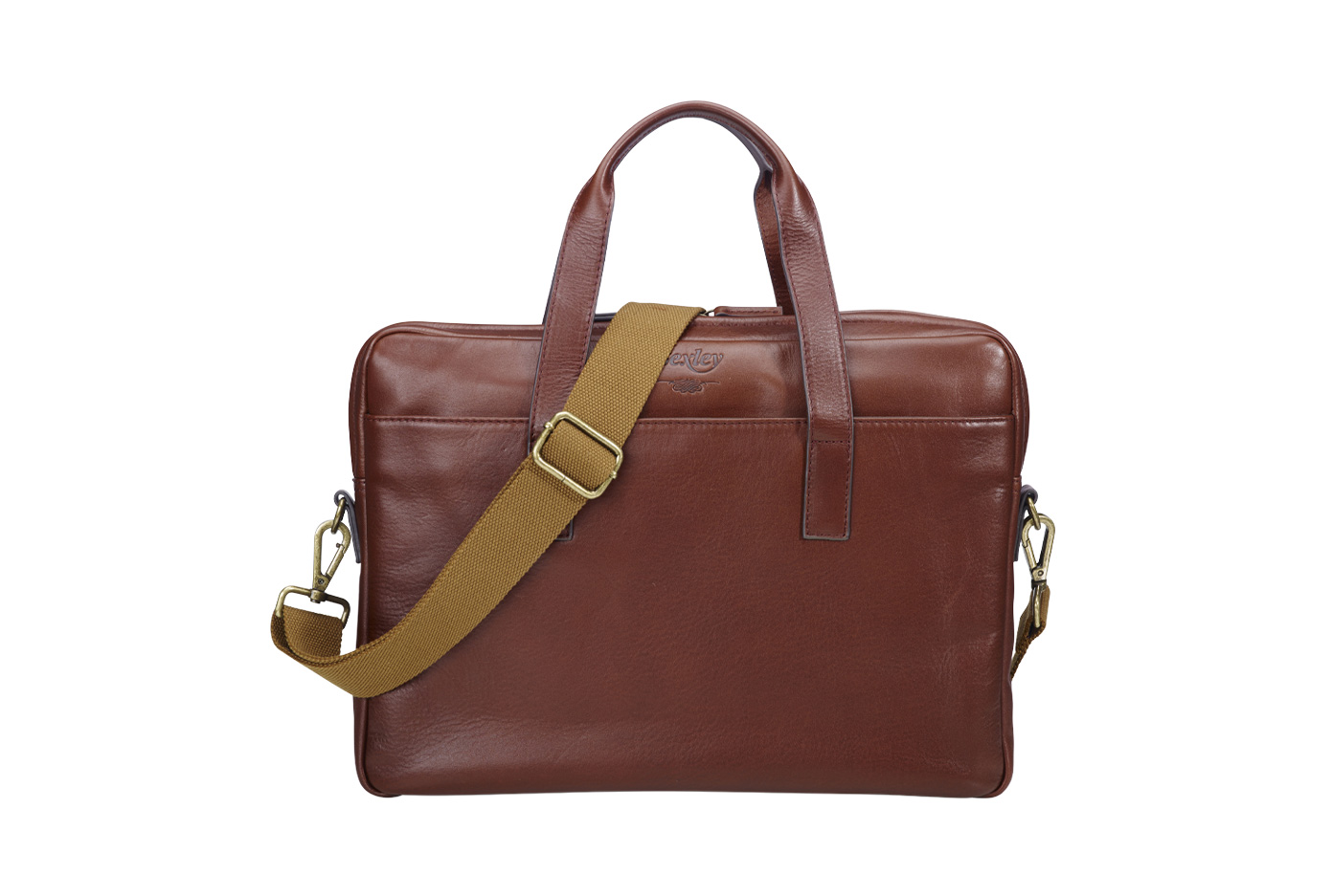 Cartable en cuir cognac - HARWINTON - Sacs homme cuir marron