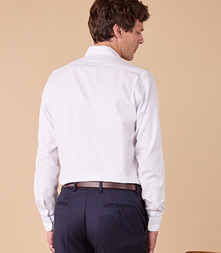 +3 couleurs CHEMISE HOMME BLANC À FINS CARREAUX BLEUS - DORIMOND CLASSIC - Manches longues - Coupe ajustée