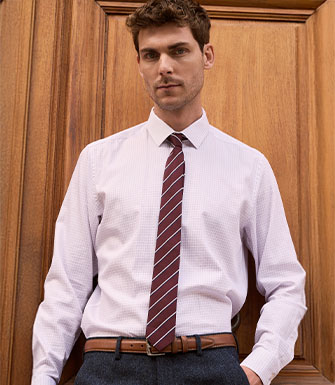+3 couleurs CHEMISE HOMME À CARREAUX ROUGES ET BLANCS - DORIMOND CLASSIC - Twill double fil - Col français - Coupe ajustée
