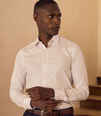 +3 couleurs CHEMISE HOMME À CARREAUX PARMES ET BLANCS - DORIMOND CLASSIC - Twill double fil - Col français - Coupe ajustée