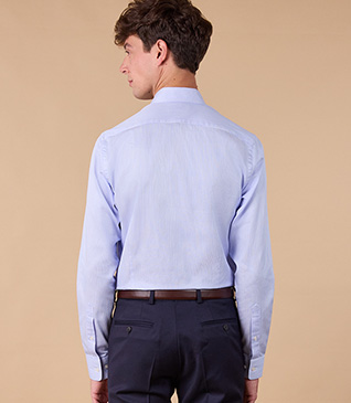 +4 couleurs CHEMISE TWILL HOMME - RAYURES BLEU CLAIR ET BLANC - DUNANT CLASSIC - Manches longues - Coupe ajustée