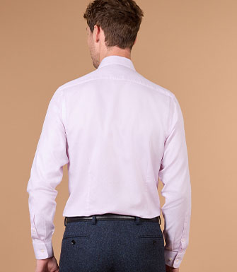 +2 couleurs CHEMISE HOMME ROSE PÂLE EN TWILL - TOMMASSO CLASSIC - 100% Coton double fil - Col italien - Coupe ajustée