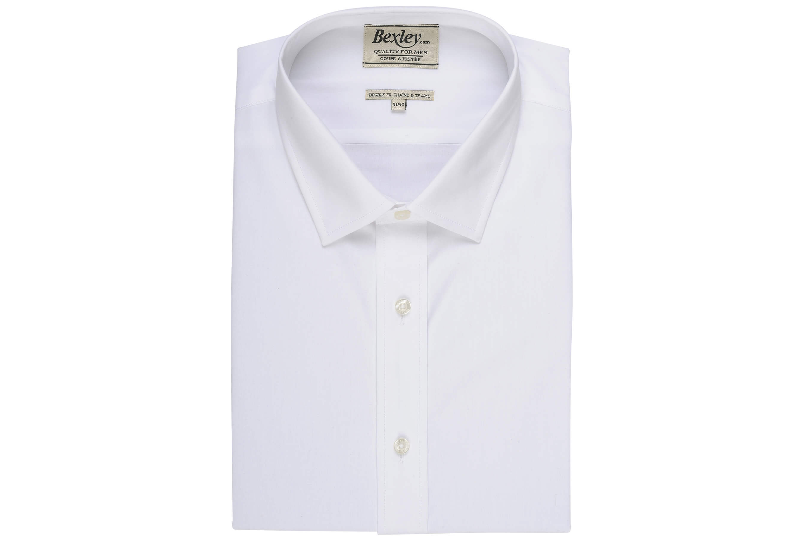 bexley chemise homme 100% coton, blanc, manches longues, coupe cintrée