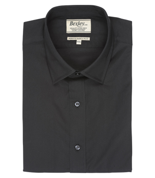 +3 couleurs CHEMISE NOIRE COTON POPELINE - COL FRANÇAIS - LOUIS - Chemise homme Manches longues - 100% coton - Coupe ajustée