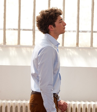 +2 couleurs CHEMISE BLEUE PÂLE COTON - GIORGIO - Chemise homme Manches longues - Col italien - Coupe ajustée