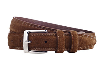 Ceinture cuir homme Velours Havane avec boucle argent  - BRIXTON SILVER