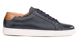 Sneakers cuir homme Navy Patiné - INGLEWOOD