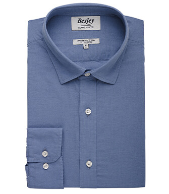 Chemise coton lin Bleu Orage - SILBERT