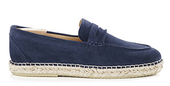 Mocassin semelle espadrille homme velours Navy - PANAREA