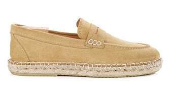 Mocassin semelle espadrille homme velours Beige Foncé - PANAREA