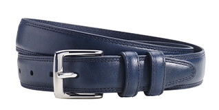 Ceinture cuir homme Bleu Patiné avec boucle argent - BRIXTON SILVER