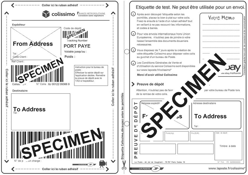 Étiquette de retour Colissimo