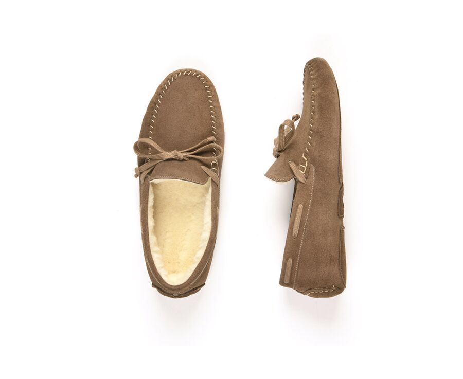 Chaussons homme croûte de velours Taupe | Bexley