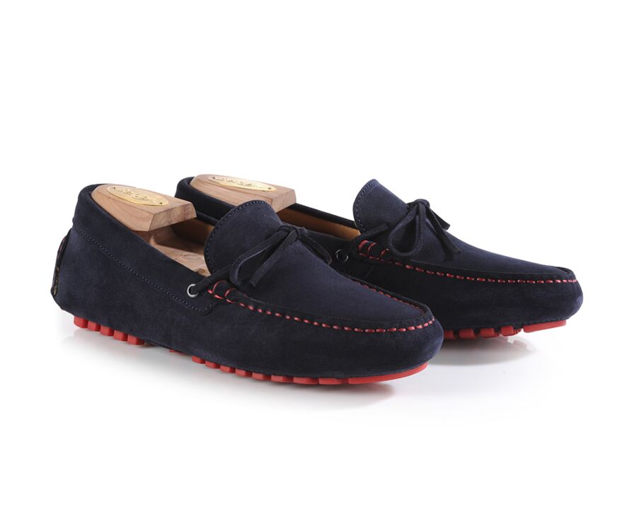 navy suede driving shoes