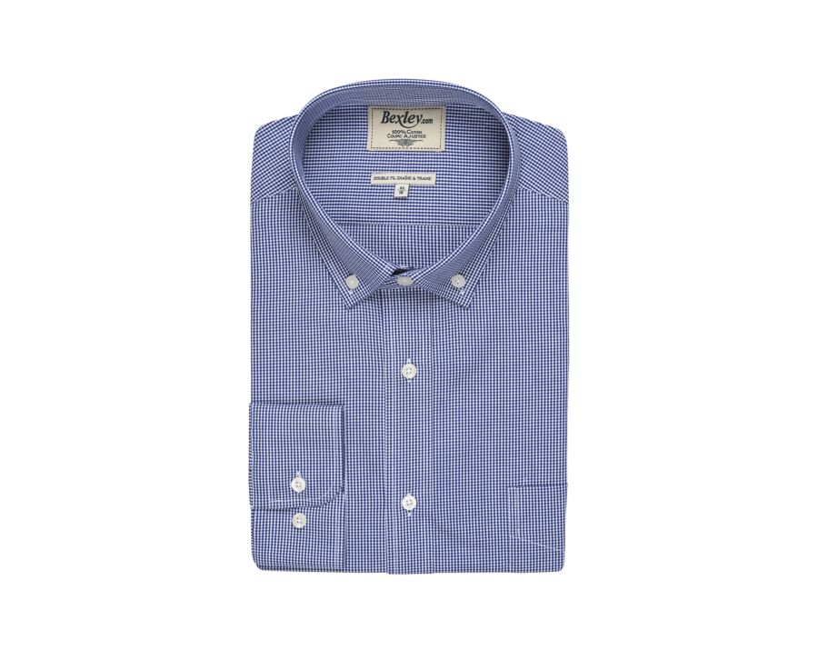 Chemise Bleue A Carreaux Vichy Col Americain Adrian Bexley