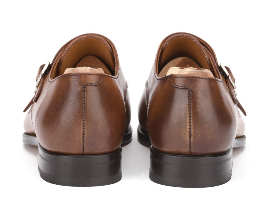 Chaussures homme double boucle Cognac Patiné Chigwell Bexley