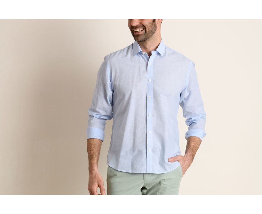 Chemise Coton Et Lin Rayee Bleu Et Blanc Clebert Bexley