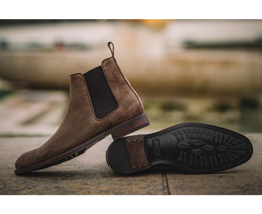 Chelsea boots homme Velours Taupe Dawson Ii Gomme Bexley