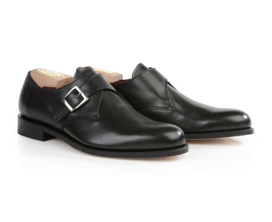 mens black dress shoes with silver buckle