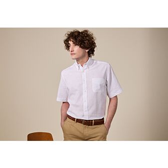 Chemise coton/lin Blanc - Coupe confort - COLTEN MC