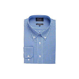 Chemise cintrée coton carreaux bleue/marron - River Woods