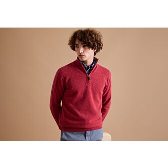 Keyden Pagan Pull col zippé homme laine Rouge et Bleu Foncé Chiné Keyden | Bexley