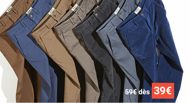 Nos pantalons chinos et velours