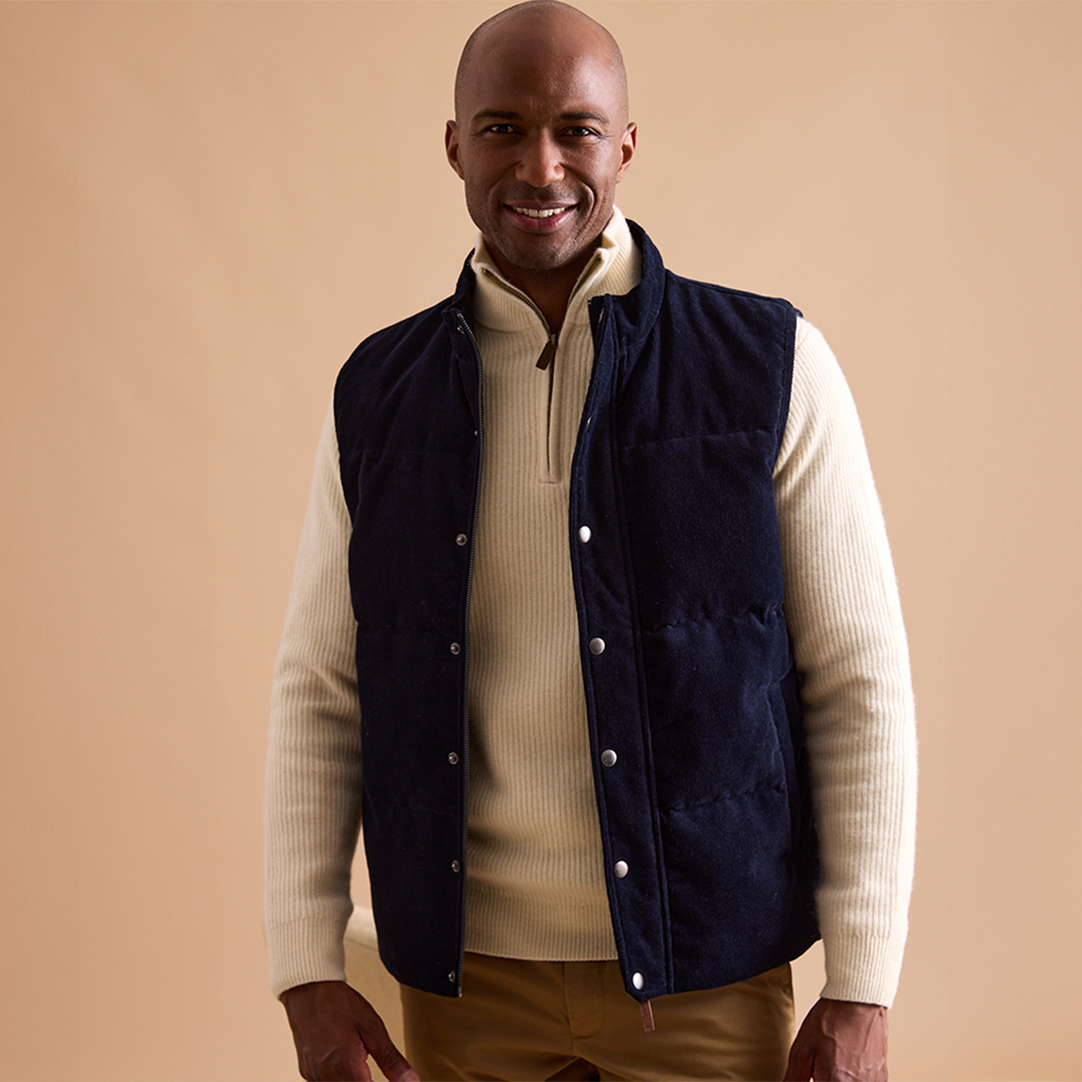 Doudoune en velours pour homme - Navy - HILMAR - Doudoune homme bleu marine