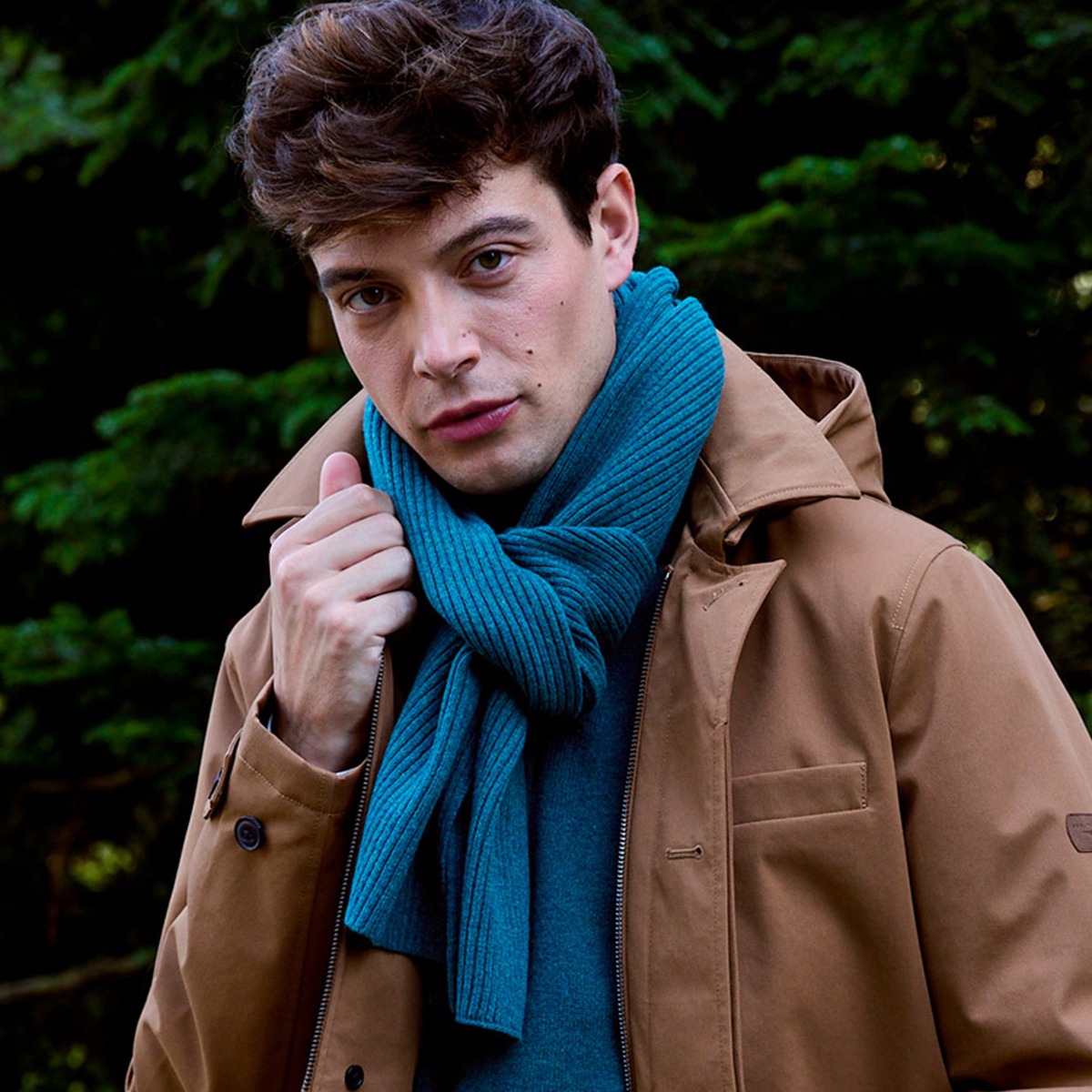 Écharpe Lambswool Homme Vert Foncé Chiné - Echarpes homme vert foncé chiné