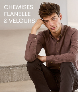 Chemise en velours bordeaux pour homme