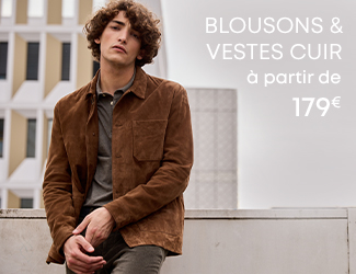 Blouson homme en cuir suédé couleur havane