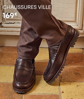 Mocassins homme en cuir marron à semelle crantée
