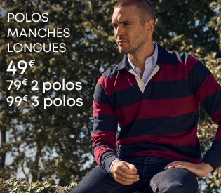 Homme portant un polo rayé à manches longues