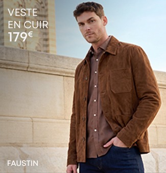 Homme portant une veste en cuir suédé marron