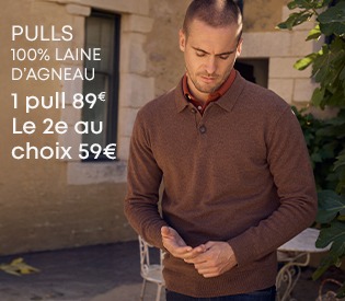 Homme portant un pull en laine marron