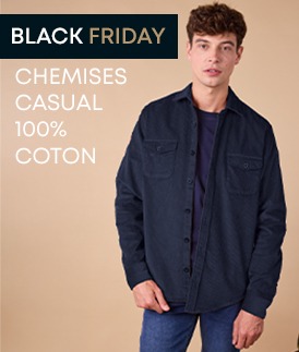 Homme en chemise casual coton, promotion Black Friday
